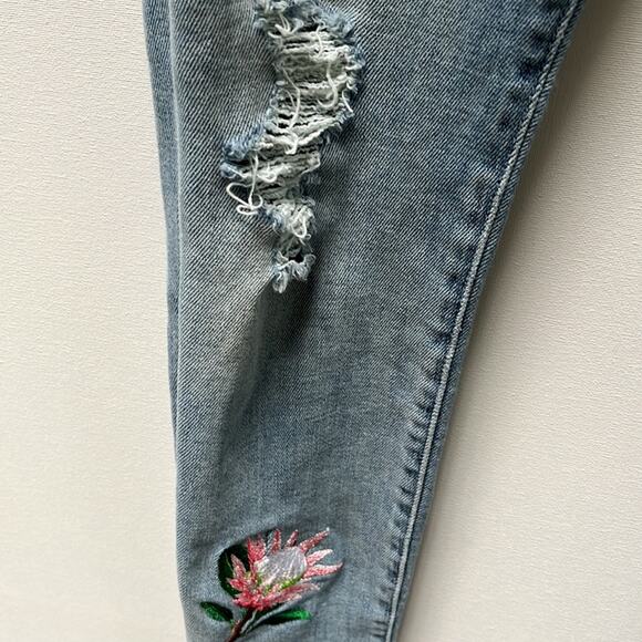 Mother high Waisted Looker Crop Denim Jeans In Chatterbox Embroidered Size 28 - Picture 4 of 15